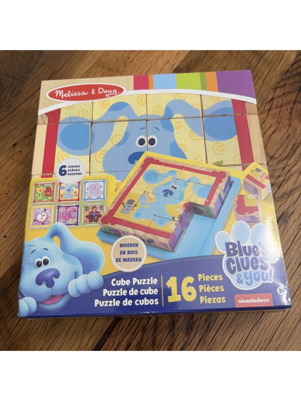 Melissa & Doug Blue's Clues & You Wooden Cube Puzzle 6-in-1 Tray NEW